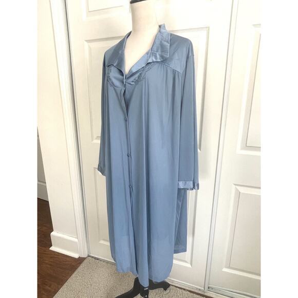 Vintage Vanity Fair RobePlus 3X‎Blue Long Nightgown Collared Buttons Up